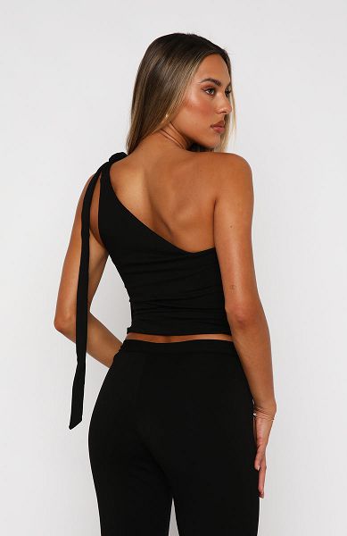 White Fox Boutique Reckless Romance One Shoulder Tops Black | USA-21307GRJH