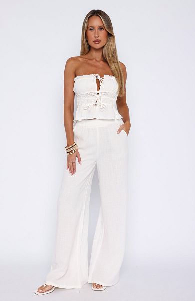 White Fox Boutique Secret Society Pants White | USA-83204LSZB