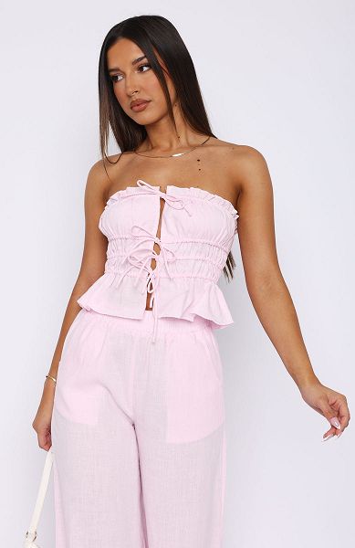 White Fox Boutique Secret Society Strapless Tops Pink | USA-04169GMBU