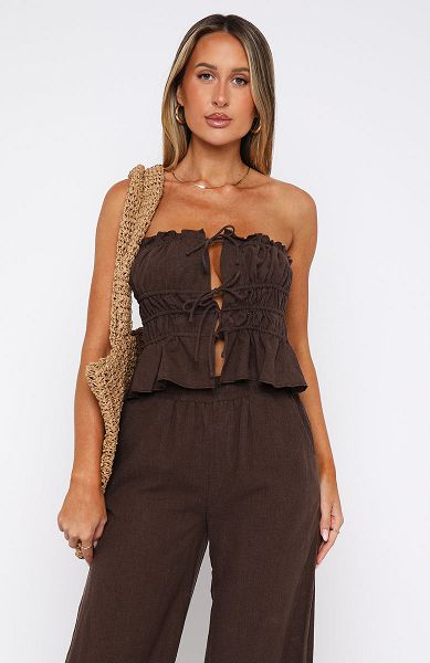 White Fox Boutique Secret Society Strapless Tops Chocolate | USA-70691RYQN