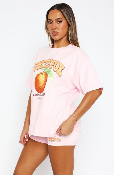 White Fox Boutique Summer Fruits Oversized T-shirt Pink | USA-76820HNLC