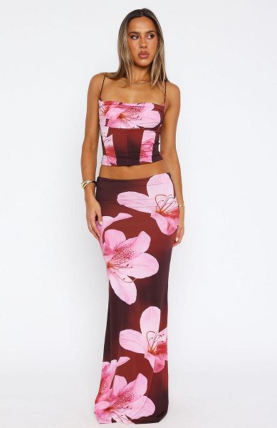 White Fox Boutique Sweet Salutations Maxi Skirts Pink / Burgundy | USA-84073NAGP