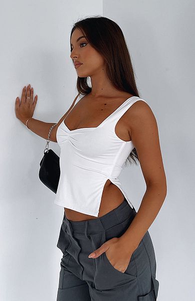 White Fox Boutique Taking Off Tops White | USA-30948RQJA