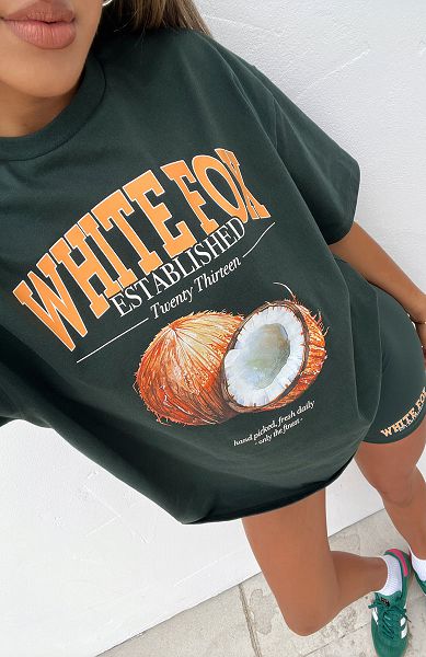 White Fox Boutique That Island Time Oversized T-shirt Dark Green | USA-31597DVAE