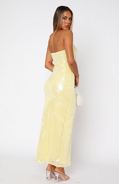 White Fox Boutique Totally Clueless Strapless Maxi Dress Lemon | USA-73908LTFS