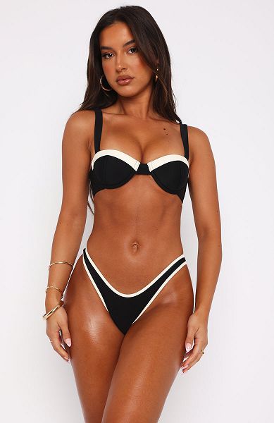 White Fox Boutique Vaucluse Bikini Tops Black / White | USA-64972BLEF