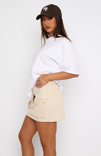 White Fox Boutique Weekend Travels Cargo Mini Skirts Beige | USA-05816KQWU